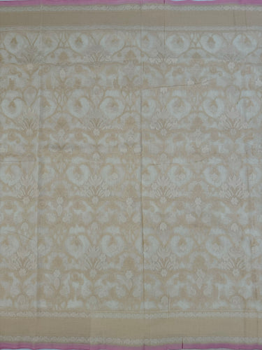 Banarasi Pure Cotton Saree | Off-White | Gold Zari | Handwoven | Ships from California
